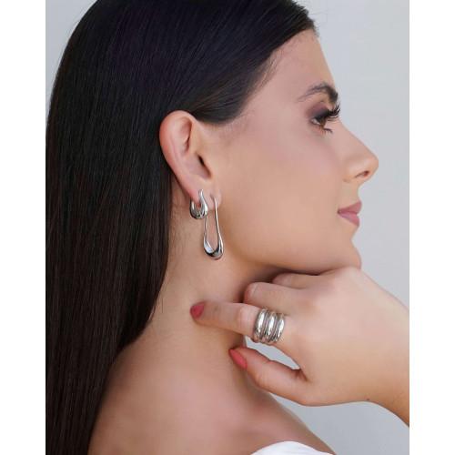 Anel Filetes Lisos Tamanho 23 Ródio Branco