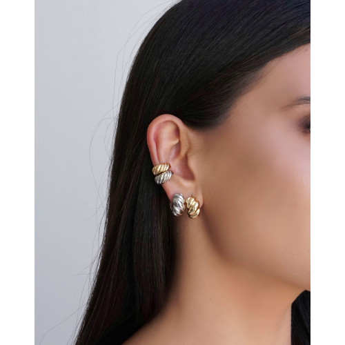 Brinco Argola Click Croissant 1.6 cm Ródio Branco