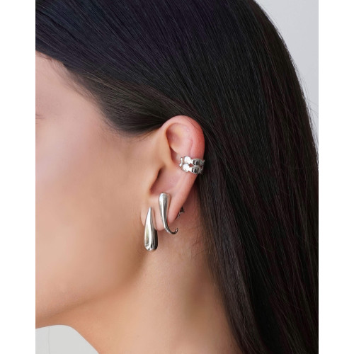 Brinco Gota Abaulada Lisa 2.5 cm Ródio Branco