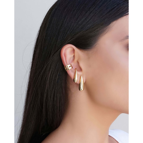 Ear Hook Gota Lisa 2.4 cm Banhado a Ouro 18K