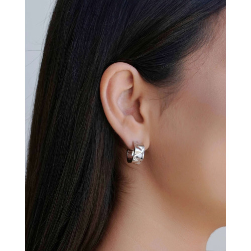 Brinco Argola Martelada 1.6 cm Ródio Branco