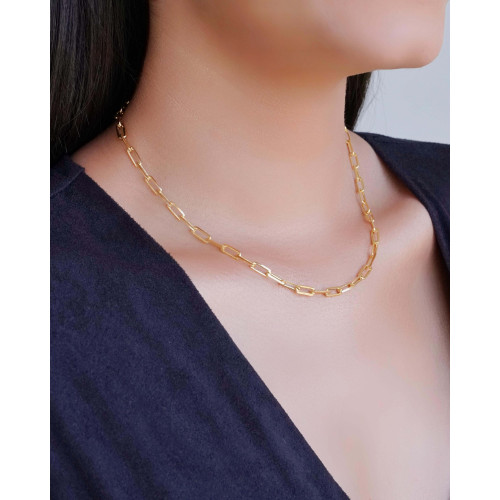 Gargantilha Elos Ovais 4 mm Banhado a Ouro 18K - 40 cm