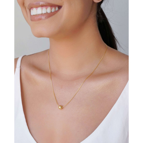 Gargantilha Veneziana Bola Lisa 8 mm Banhado a Ouro 18K - 45 cm