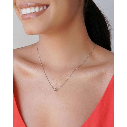 Gargantilha Veneziana Bola Lisa 6 mm Ródio Branco - 45 cm