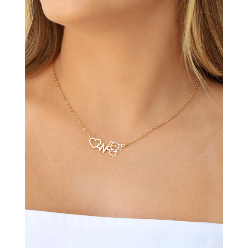 Gargantilha Elos Batimentos FIlho Menina Banhado a Ouro 18K - 40 cm