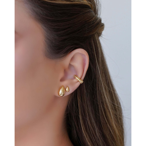 Brinco Gota Lisa 1.3 cm Banhado a Ouro 18K