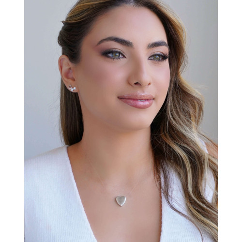 Gargantilha Nylon Coração Liso 1.5 cm Ródio Branco - 40 cm