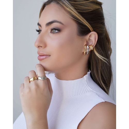 Anel Orgânico Liso Tamanho 18 Ródio Branco