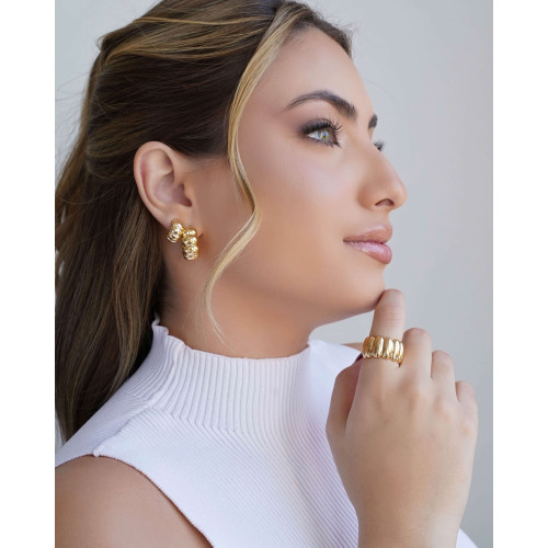 Brinco Argola Gomos Lisos 2.0 cm Banhado a Ouro 18K