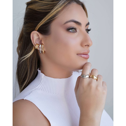 Piercing Martelado Banhado a Ouro 18K