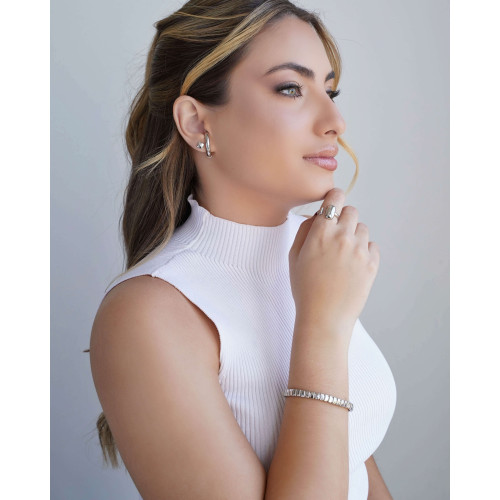 Bracelete Tratorado 6 mm Ródio Branco