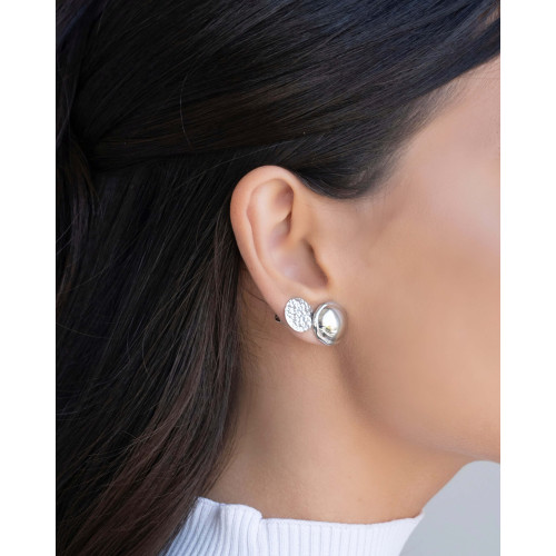 Brinco Redondo Liso com Detalhe Ródio Branco