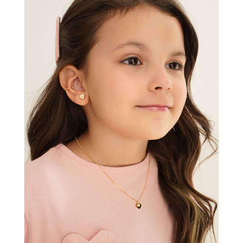 Gargantilha Infantil Veneziana Coração Ponto de Luz Cristal Banhado a Ouro 18K