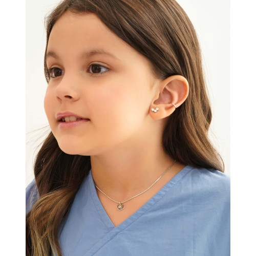 Gargantilha Infantil Veneziana Coração Ponto de Luz Cristal Ródio Branco