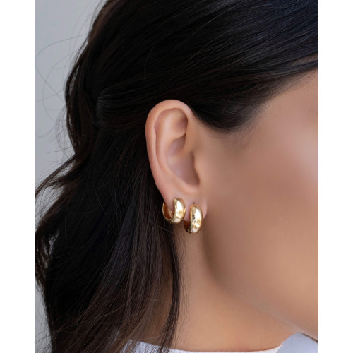 Brinco Argola Click Lisa 1.3 cm Banhado a Ouro 18K