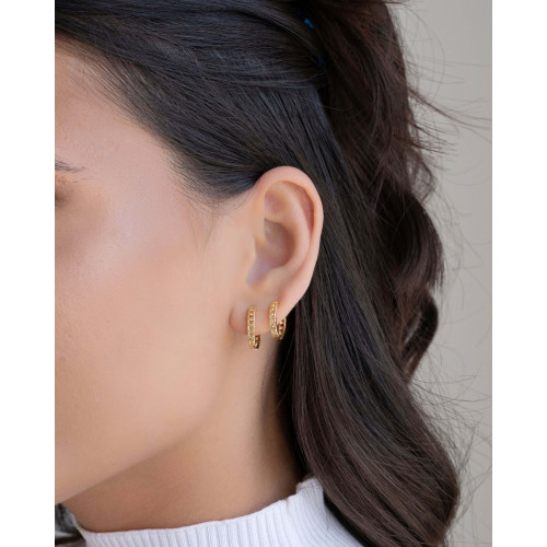 Brinco Argola Click Grumet 1.4 cm Banhado a Ouro 18K