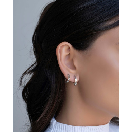 Brinco Argola Click Grumet 1.4 cm Ródio Branco