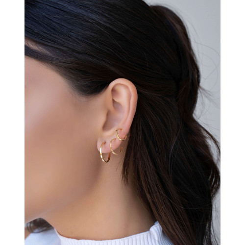 Brinco Argola Reta Lisa 1.7 cm Banhado a Ouro 18K