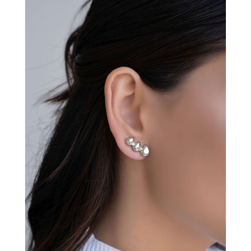 Ear Cuff Gotas Lisas Ródio Branco