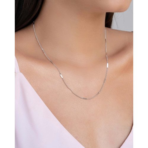 Gargantilha Grumet Achatada Ródio Branco - 45 cm