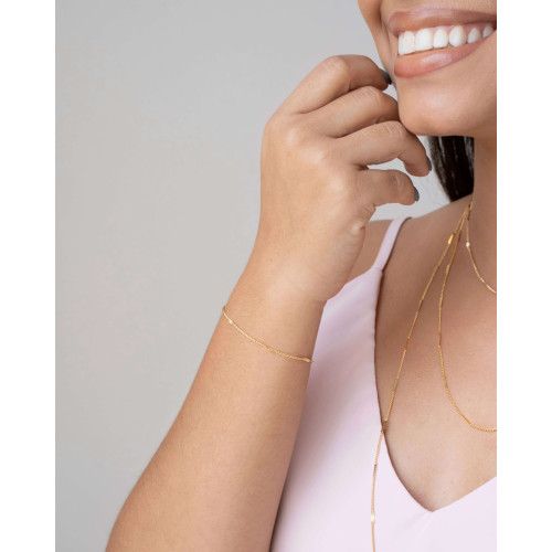 Pulseira Grumet Achatada Banhado a Ouro 18K