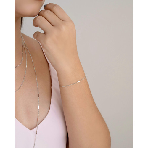 Pulseira Grumet Achatada Ródio Branco