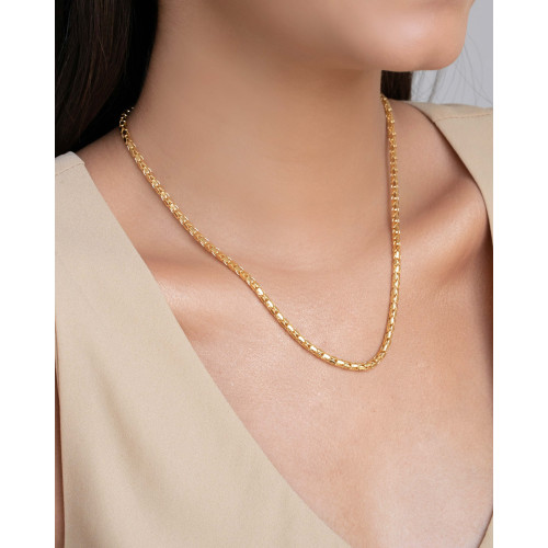 Gargantilha Malha Oca 3 mm Banhado a Ouro 18K - 45 cm