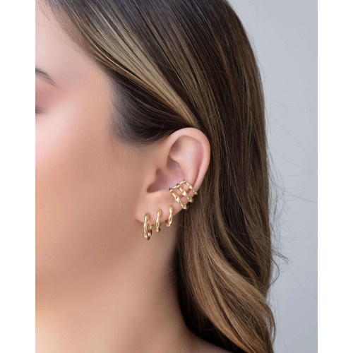 Trio de Argolas Gomos Lisos Banhado a Ouro 18K