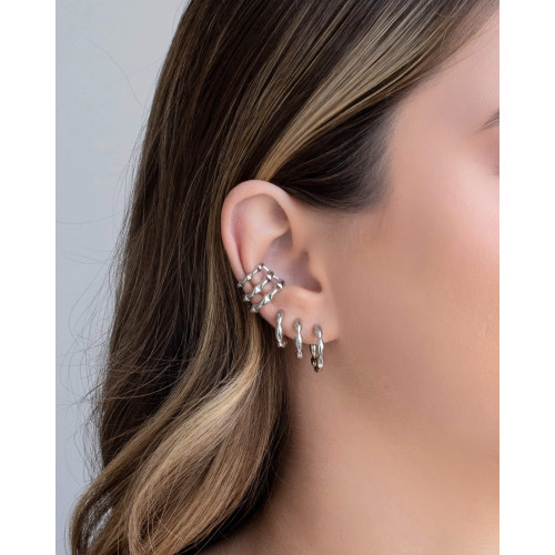 Piercing Filetes Martelados Ródio Branco