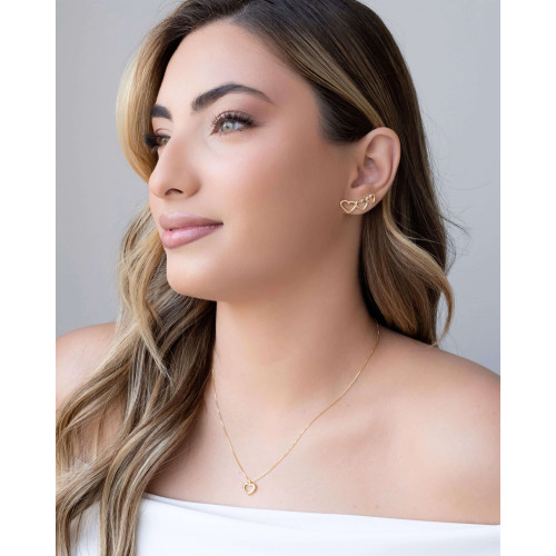 Gargantilha Veneziana Coração Vazado Banhado a Ouro 18K - 45 cm