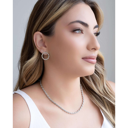 Brinco Argola Torcida 2.0 cm Ródio Branco