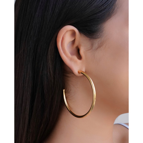 Brinco Argola Tubo 6.5 cm Banhado a Ouro 18K