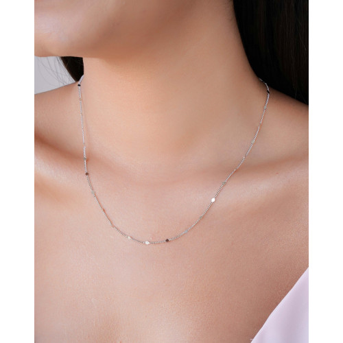 Gargantilha Grumet Plaquinhas Ródio Branco - 45 cm