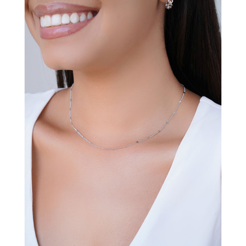 Choker Grumet Plaquinhas Ródio Branco - 33 cm
