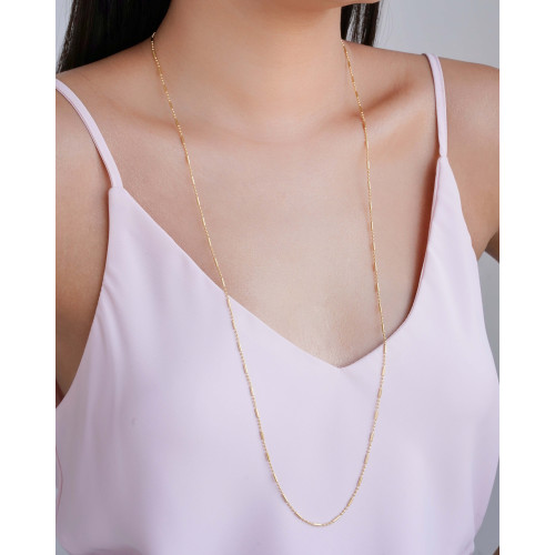 Gargantilha Longa Canutilhos 1 mm Banhado a Ouro 18K - 80 cm