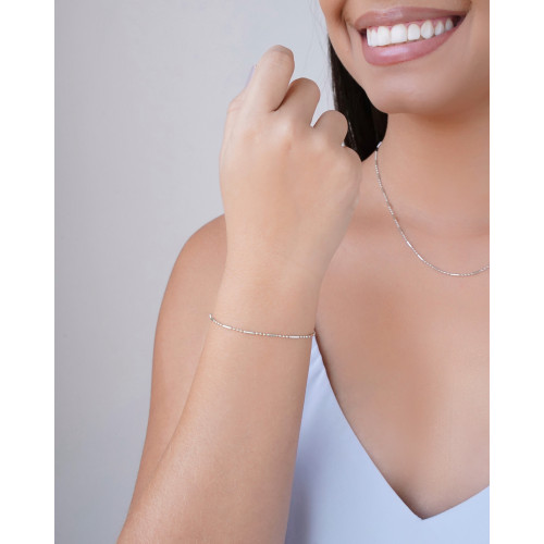 Pulseira Canutilhos 1.0 mm Ródio Branco