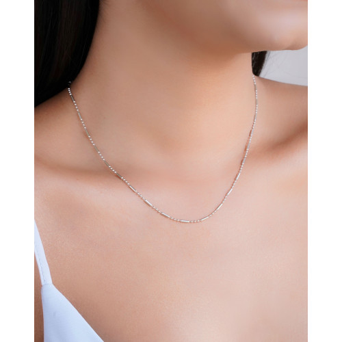 Gargantilha Canutilhos 1 mm Ródio Branco - 40 cm