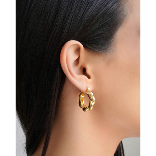 Brinco Argola Torcida Fecho Italiano 2.6 cm Banhado a Ouro 18K