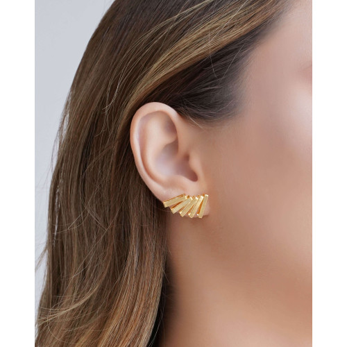 Ear Cuff Retângulos Vazados 2.0 cm Banhado a Ouro 18K