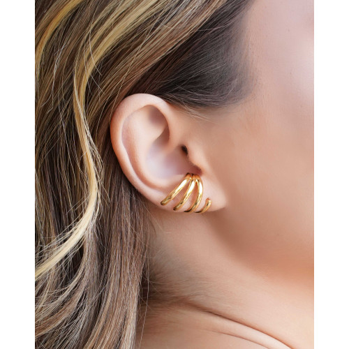 Ear Cuff Filetes Lisos 1.9 cm Banhado a Ouro 18K