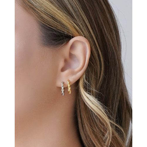 Brinco Argola Torcida 1.6 cm Ródio Branco