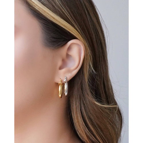 Brinco Argola Tubo Liso Fecho Italiano 2.5 cm Ródio Branco