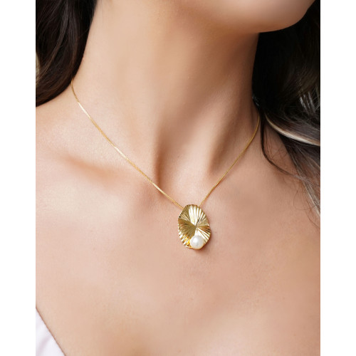 Gargantilha Veneziana Orgânico Pérola Banhado a Ouro 18K - 40 cm