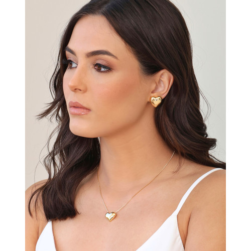 Gargantilha Veneziana Coração Liso Banhado a Ouro 18K - 45 cm