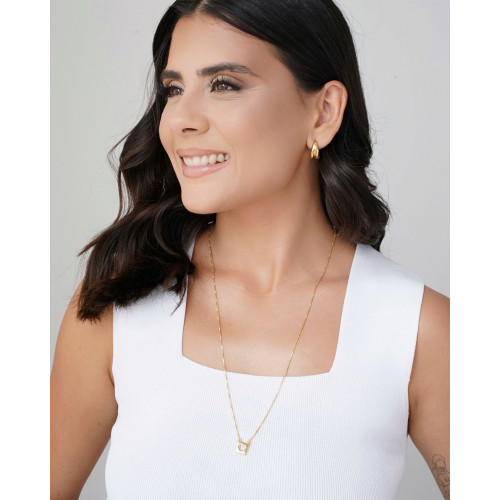 Escapulário Espírito Santo Coração Vazado Banhado a Ouro 18K - 60 cm