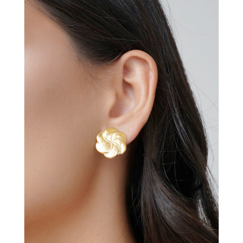 Brinco Flor Lisa 2.0 cm Banhado a Ouro 18K