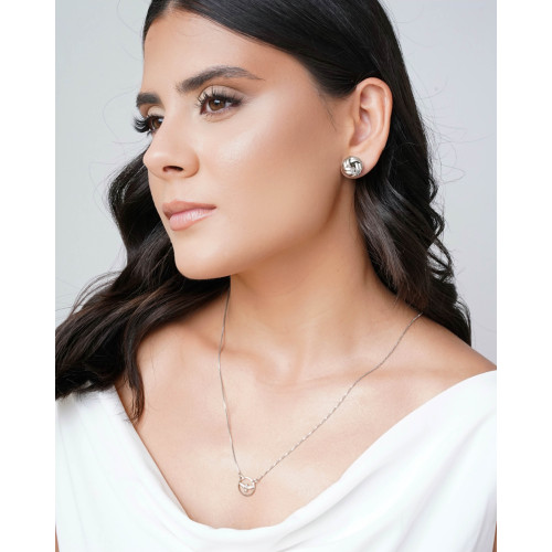 Brinco Nó Liso 1.4 cm Ródio Branco