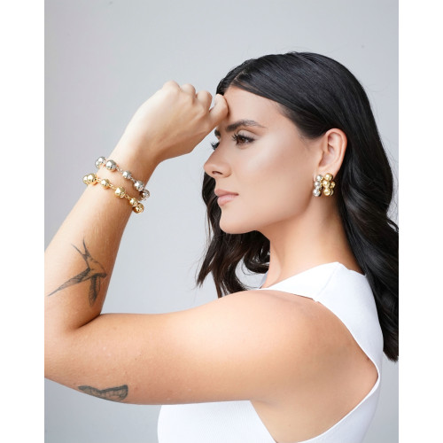 Pulseira Bolas Lisas Ródio Branco