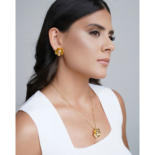 Gargantilha Veneziana Flor Lisa 2.3 cm Banhado a Ouro 18K - 45 cm