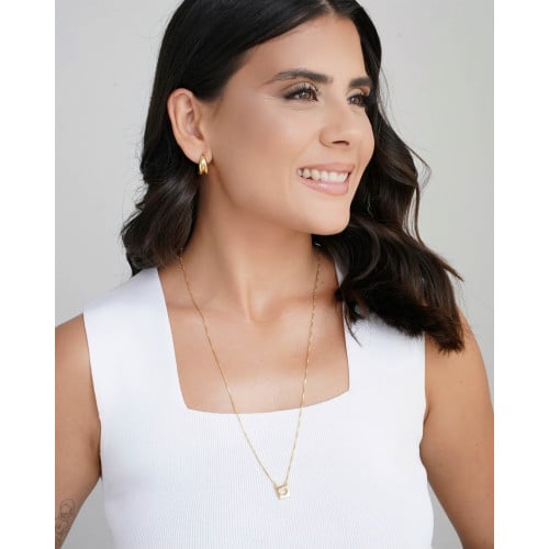 Brinco Argola Abaulada Detalhe 1.6 cm Banhado a Ouro 18K